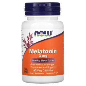 NOW Foods, Mélatonine, 3 mg, 60 capsules végétales