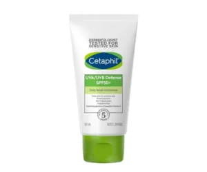 Cetaphil Écran UVA/UVB Défense 50ml – Protection Solaire Visage Peaux Sensibles