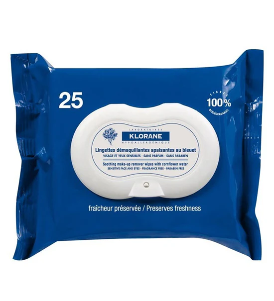 KLORANE BLEUET lingettes démaquillantes boite 25 u