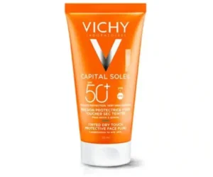 Vichy Capital Soleil SPF50 Émulsion Protectrice Visage Toucher Sec Teintée – Peaux Mixtes à Grasses - 50ml