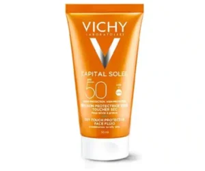 Vichy Capital Soleil SPF50 Émulsion Protectrice Visage Toucher Sec – Peaux Mixtes à Grasses - 50ml