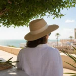 Personne portant un chapeau et des lunettes à l’ombre lors d’une journée ensoleillée au Maroc.