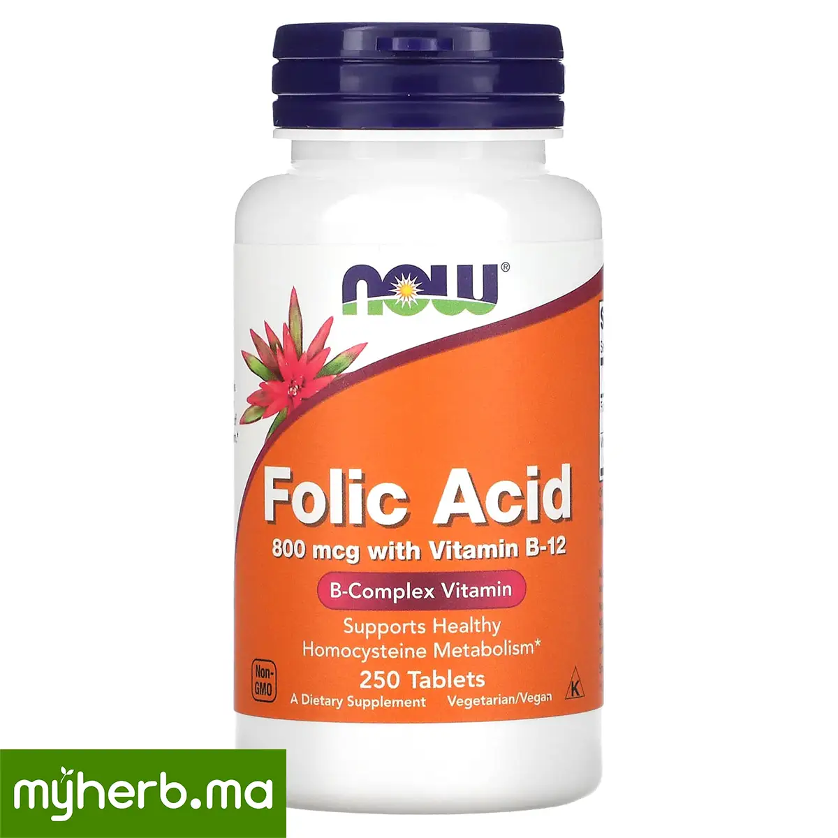 NOW Foods Acide Folique 800 mcg avec Vitamine B-12 NOW Foods Acide Folique 800 mcg avec B12 250 comprimés