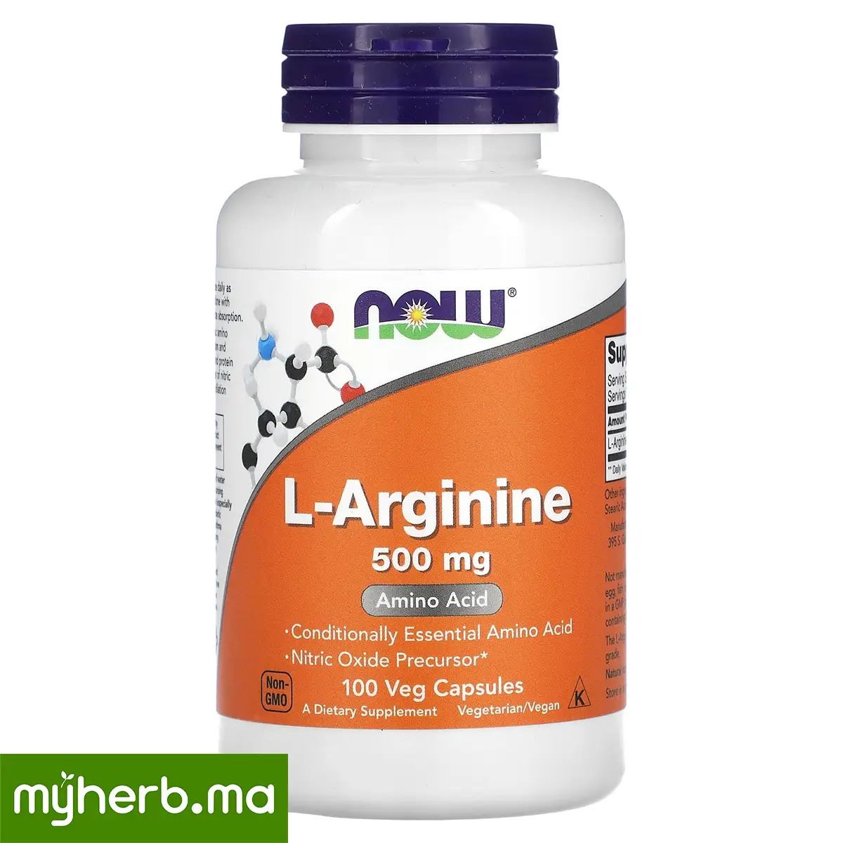 NOW Foods L-Arginine 500 mg NOW Foods L-Arginine 500 mg 100 capsules végétariennes
