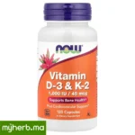 NOW Foods Vitamine D3 K2 1000 UI 120 capsules