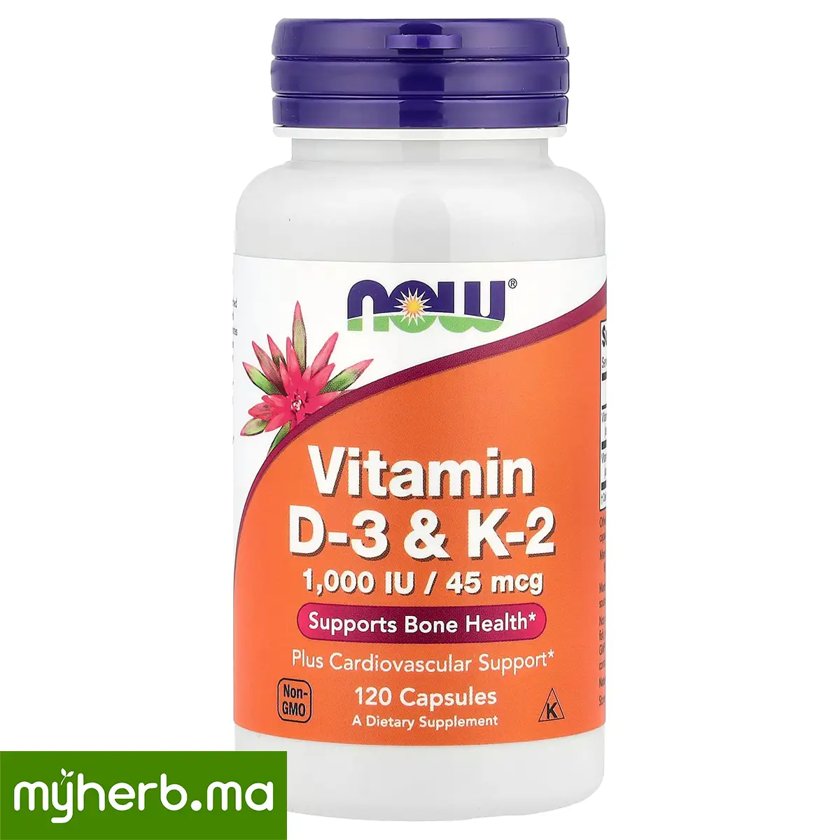 NOW Foods Vitamine D3 & K2 NOW Foods Vitamine D3 K2 1000 UI 120 capsules