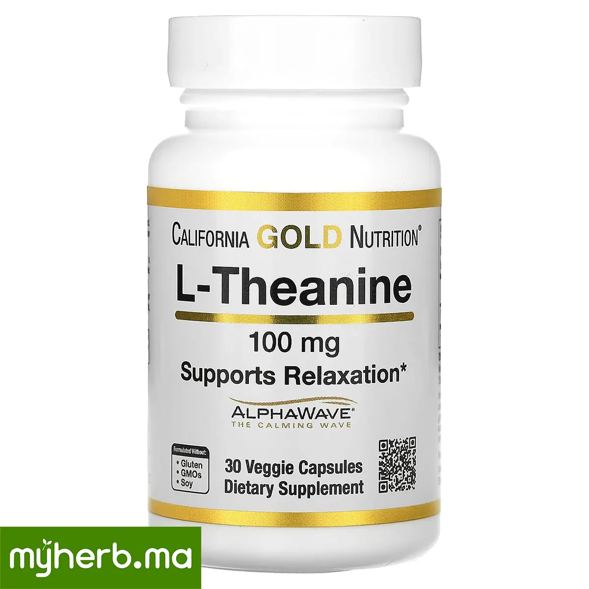 California Gold Nutrition L-Théanine 100 mg AlphaWave California Gold Nutrition L-Théanine 100 mg AlphaWave 30 capsules végétariennes