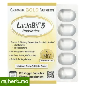 California Gold Nutrition LactoBif 5 Probiotiques 5 milliards UFC 120 Capsules