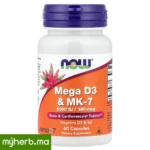 NOW Foods Mega D3 MK-7 5000 UI 60 capsules